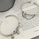 Silver Smile Face Charms Beads Chain Punk Bracelet Bangles Women Jewelry