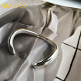 Silver Irregular Radian Thick Bracelet for Women