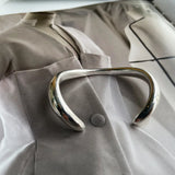 Silver Irregular Radian Thick Bracelet for Women