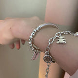 Silver Thick Chain Bracelet Hip-Hop Punk Vintage For Woman