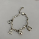 Silver Thick Chain Bracelet Hip-Hop Punk Vintage For Woman