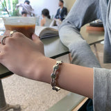 Geometric Punk Silver Bracelet Round Bangles Party Jewelry for Women