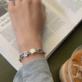 Geometric Punk Silver Bracelet Round Bangles Party Jewelry for Women