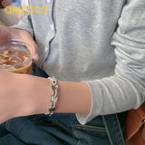 Geometric Punk Silver Bracelet Round Bangles Party Jewelry for Women
