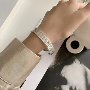 Vintage Punk Silver Wide Bracelet Fine Jewelry for Woman