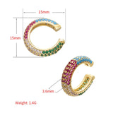Rainbow CZ Silver Ear Cuff Non Pierced Earring Jewelry