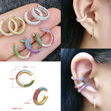 Rainbow CZ Silver Ear Cuff Non Pierced Earring Jewelry