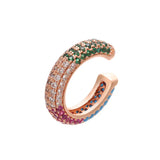 Rainbow CZ Silver Ear Cuff Non Pierced Earring Jewelry