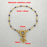 Letter Anchor Clasp Bracelet Stainless Steel Enamel Sailor