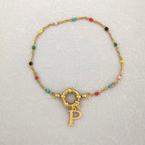 Letter Anchor Clasp Bracelet Stainless Steel Enamel Sailor