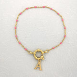 Letter Anchor Clasp Bracelet Stainless Steel Enamel Sailor