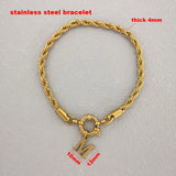 Stainless Steel Anchor Clasp Rope Chain Bracelet Silver