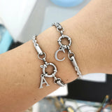 Stainless Steel Anchor Clasp Rope Chain Bracelet Silver