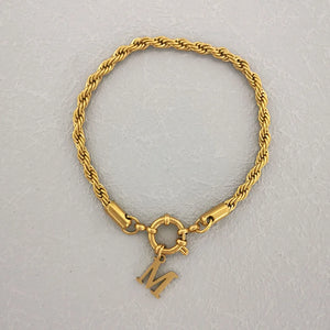 Stainless Steel Anchor Clasp Rope Chain Bracelet Silver