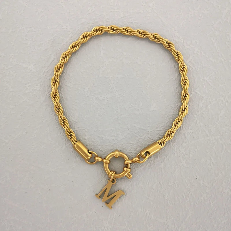 Stainless Steel Anchor Clasp Rope Chain Bracelet Silver