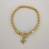 Stainless Steel Anchor Clasp Rope Chain Bracelet Silver
