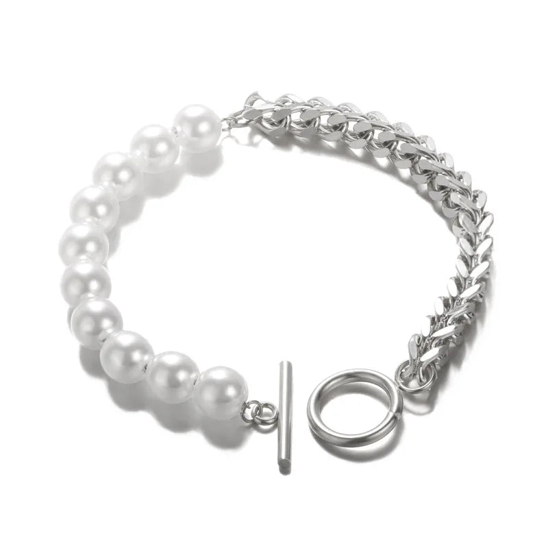 Women's Pearl Bracelet Geometric Silver Jewelry