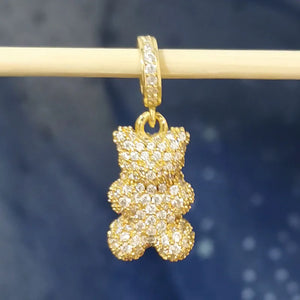 CZ Bear Charm Pendant Necklace Women Choker DIY Bracelet Silver