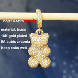 CZ Bear Charm Pendant Necklace Women Choker DIY Bracelet Silver