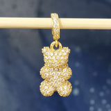 CZ Bear Charm Pendant Necklace Women Choker DIY Bracelet Silver