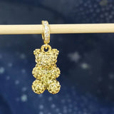 CZ Bear Charm Pendant Necklace Women Choker DIY Bracelet Silver
