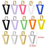Neon Green Triangle Hoop Earrings with CZ Crystal Geometric Design