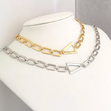 Triangle Charm Pendant Necklace Geometric Choker Silver Chain