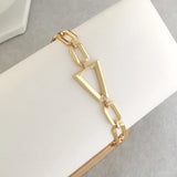 Triangle Charm Pendant Necklace Geometric Choker Silver Chain