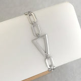 Triangle Charm Pendant Necklace Geometric Choker Silver Chain