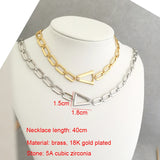 Triangle Charm Pendant Necklace Geometric Choker Silver Chain