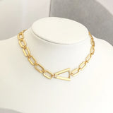 Triangle Charm Pendant Necklace Geometric Choker Silver Chain