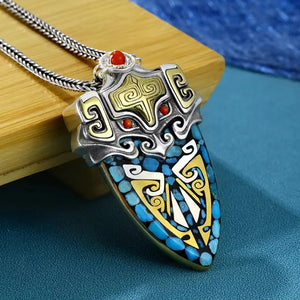 Xingtian Gluttonous Shield Pendant Retro Style Necklace