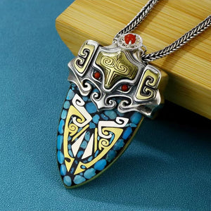 Xingtian Gluttonous Shield Pendant Retro Style Necklace