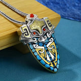Xingtian Gluttonous Shield Pendant Retro Style Necklace