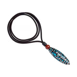 Guochao Retro Green Bead Nine Eyes Dzi Bead Pendant Necklace Christmas Talisman