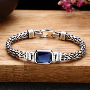 Silver 5MM Woven Cord Bracelet Men Women Retro Hip Hop Jewelry