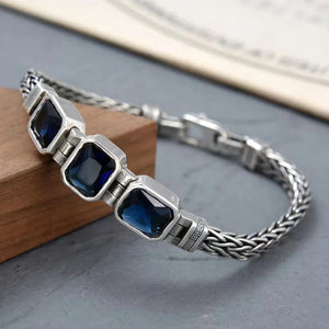 Silver 5MM Woven Cord Bracelet Men Women Retro Hip Hop Jewelry