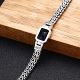 Silver 5MM Woven Cord Bracelet Men Women Retro Hip Hop Jewelry