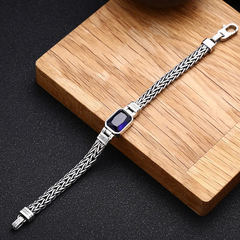 Silver 5MM Woven Cord Bracelet Men Women Retro Hip Hop Jewelry