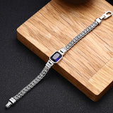 Silver 5MM Woven Cord Bracelet Men Women Retro Hip Hop Jewelry