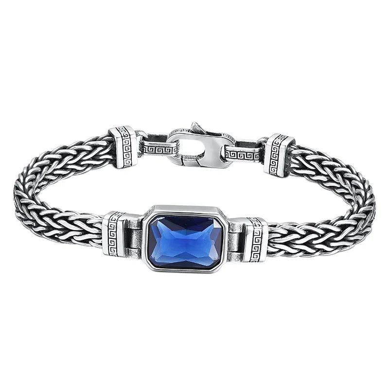 Silver 5MM Woven Cord Bracelet Men Women Retro Hip Hop Jewelry