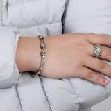 Silver Bamboo Chain Rope Vajra Buckle Bracelet Retro Women's Accessories