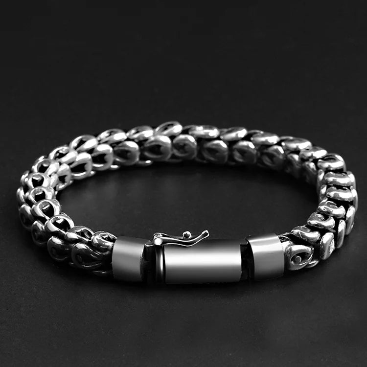Silver European American Bracelet Men Domineering Dragon Scale Retro