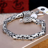 QN Silver Men's Bracelet Peace Pattern Men's Bracelet