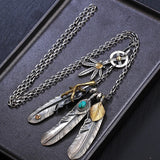 Vintage Style Turquoise Eagle Claw Feather Necklace for Women Men
