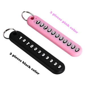 6 Pieces DIY Phone Numbers Keychain Personalized Gift Keyring Holder