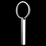 Personalized Stainless Steel Key Chain, Engraved on 4 Sides