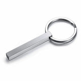 Personalized Stainless Steel Key Chain, Engraved on 4 Sides