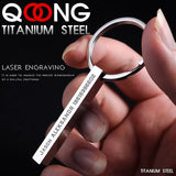 Personalized Stainless Steel Key Chain, Engraved on 4 Sides