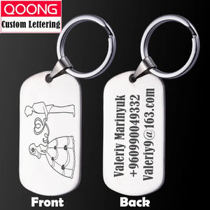 Custom Engraved Metal Card Key Chain Men Women Personalized Key Ring
